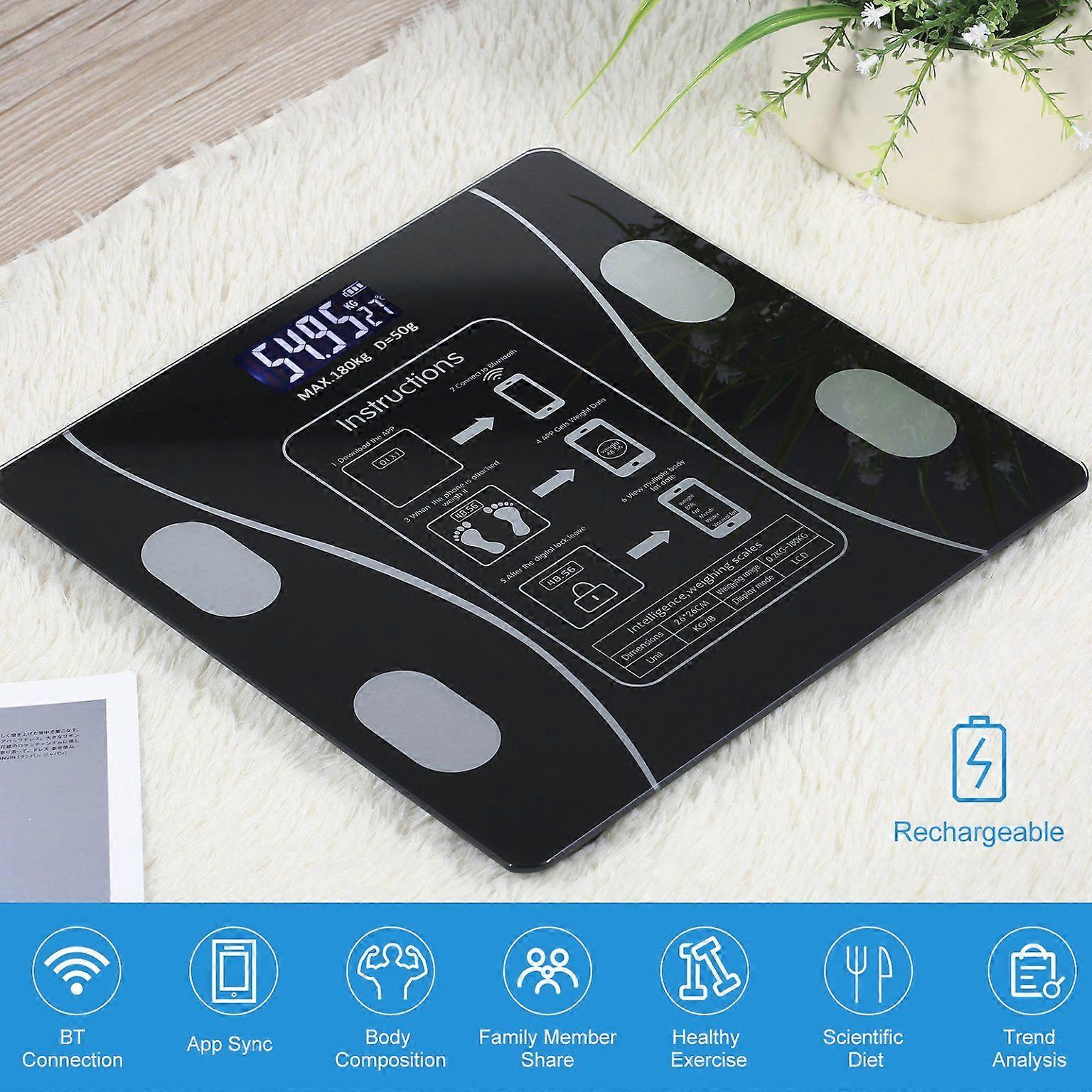 Έξυπνη επαναφορτιζόμενη ψηφιακή ζυγαριά αναλυτής σωματικού λίπους με app - Εικόνα 3