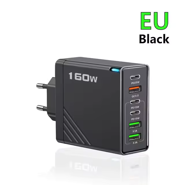 Φορτιστής ταξιδιού USB 160W 6 θυρών PD γρήγορης φόρτισης